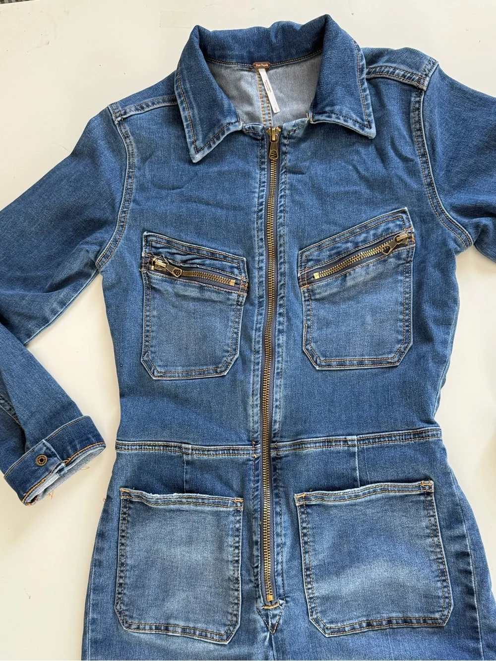 Free People Long Sleeve Denim Jumpsuit  size small